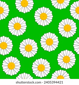 Daisy flowers Infinite pattern background on green background, Abstract background Seamless Pattern
