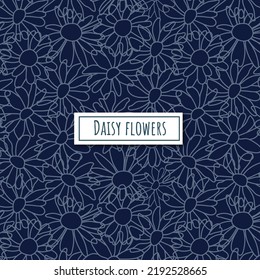 Daisy Flowers Monoline Pattern Background Vector Illustration