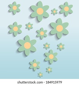  daisy flowers on a blue background vector
