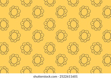 daisy flowers outline pattern background. doodle daisy flowers seamless pattern background. beauty flowers seamless pattern with daisy petals beauty daisy flowers background.