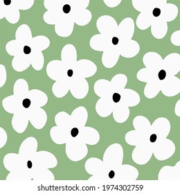 Daisy Flowers Pattern Background. Floral Vector Illustration.