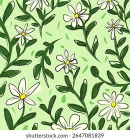 Daisy flowers pattern, natural and creative vector for dress motif