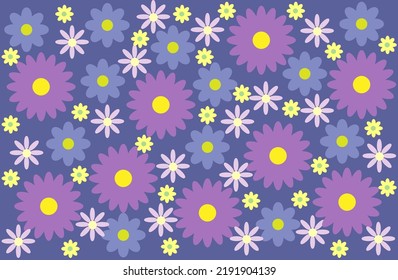 Daisy flowers pattern on soft blue background.