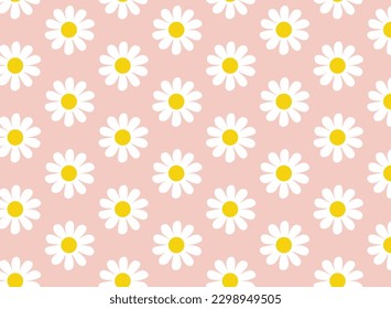 Daisy Flowers Pattern Vintage Pink Color Wallpaper