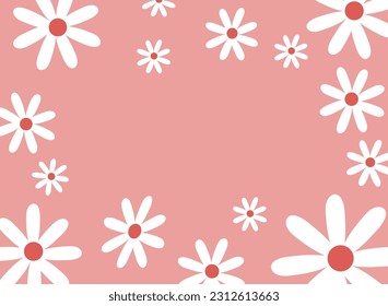 Daisy flowers pattern  vintage pink wallpaper