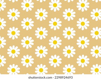 Daisy Flowers Pattern Vintage Warm Color Wallpaper