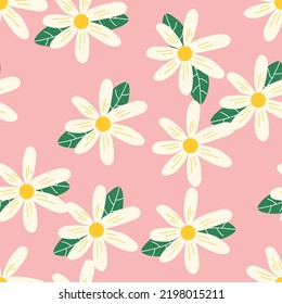 Daisy flowers seamless pattern. Floral seamless background for textile, fabric, covers, manufacturing, wallpapers, print, gift wrap and scrapbooking.