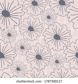 Flores de margarita sin fisuras en el fondo de las líneas. Diseño botánico moderno para tela, imprenta textil, papel envolvente. Ilustración del vector