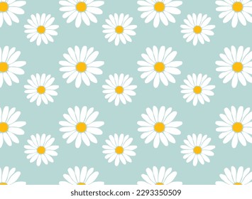 Daisy flowers seamless pattern wallpaper on vintage background vector illustration