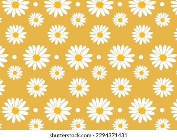 Daisy flowers seamless pattern wallpaper vintage color background vector illustration


