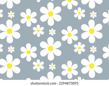 Flores de margarita patrón sin fisuras papel tapiz vintage color de fondo ilustración vectorial
