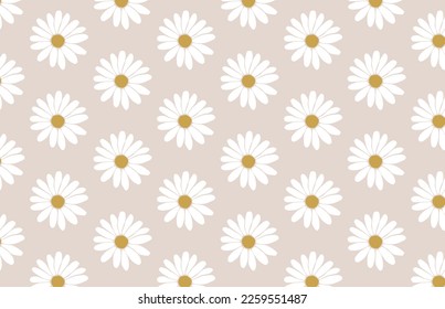 Daisy flowers seamless pattern wallpaperon  vintage  background vector illustration