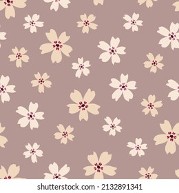 Daisy flowers seamless vector pattern. Distressed white Chamomile flowers on black background. Trendy for prints, fabric, invitation cards, wedding decoration, wallpapers, wall murals