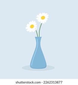 daisy flowers in a vase- vector illustration