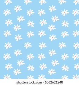 Daisy flowers vector pattern on a light blue background