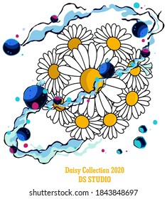 Daisy galaxy vector design for t shirt print