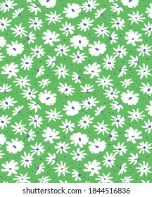daisy green flower pattern print