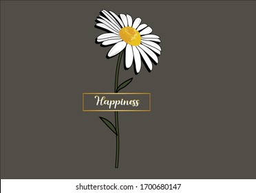 daisy happines lettering design hand drawn  decorative fashion style trend spring summer print pattern positive quote fashion trend style  Inspirational .Modern Calligraphy