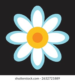 A daisy icon with a bright round center and simple white petals._traced