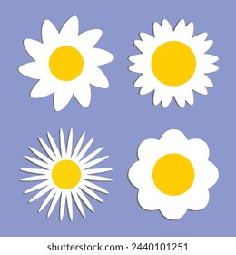 Conjunto de iconos de margarita aislado sobre fondo azul vector ilustración design.1234.