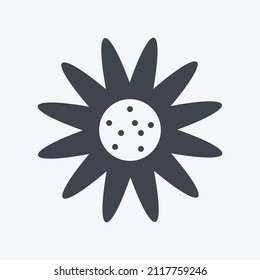 Daisy Icon in trendy glyph style isolated on soft blue background