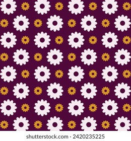 Daisy Icon Vector Illustration repeating trendy cute pattern colorful red background