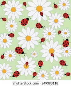 Daisy and ladybird pattern