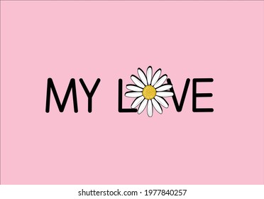daisy lettering vector art design