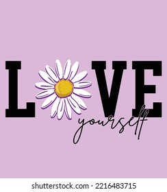 daisy lettering vector design hand drawn daisy hand drawn design vector love yourself daisy flower vector design stationary fashion design pattern