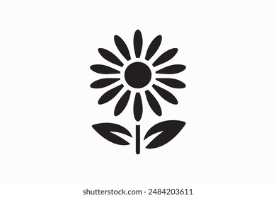 Daisy logo icono silueta estilo de Vector con fondo blanco
