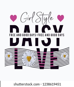 daisy love slogan design print