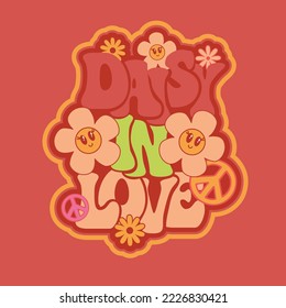 daisy in love slogan. daisy sunflower sketch drawing for T-shirt and apparels graphic vector Print.