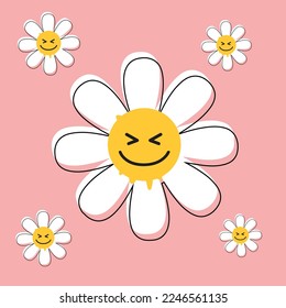 daisy melt smile face emoji design daisy pattern daisy seamless pattern vector design hand drawn spring daisy flower fabric towel design pattern summer print ditsy flower,spring,stationary,paper