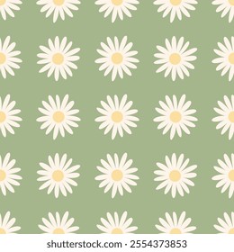 Daisy minimalist fabric seamless pattern 