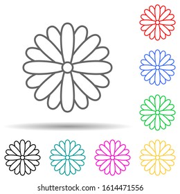 daisy multi color style icon. Simple thin line, outline vector of leaves and flowers icons for ui and ux, website or mobile application