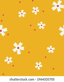Daisy mustard summer polka seamless