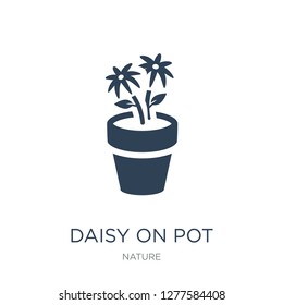daisy on pot icon vector on white background, daisy on pot trendy filled icons from Nature collection, daisy on pot vector illustration
