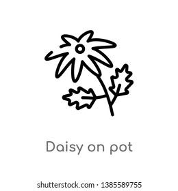 daisy on pot vector line icon. Simple element illustration. daisy on pot outline icon from nature concept. Can be used for web and mobile