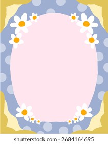 Quadro Oval Daisy com Pontos Polka