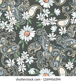 daisy paisley - seamless background