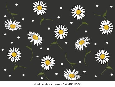 daisy pattern design vectoral flower spring daisy flower hand drawn vector fabric towel design pattern polka dot summer print 