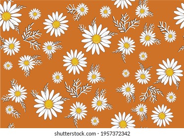 daisy pattern hand drawn vector art