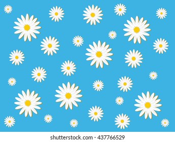 Daisy pattern on the blue background