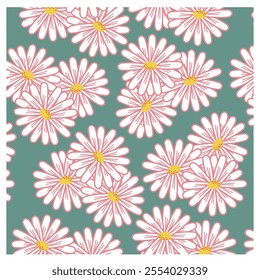 daisy pattern on peacock background