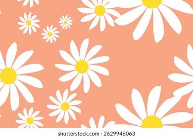 Daisy Pattern Printable. Blossom Tender Cute Floral. Hand Drawn Fabric, Gift Wrap, Wall Art Design. Eps10.