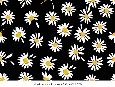 daisy pattern vector art design hand drawn