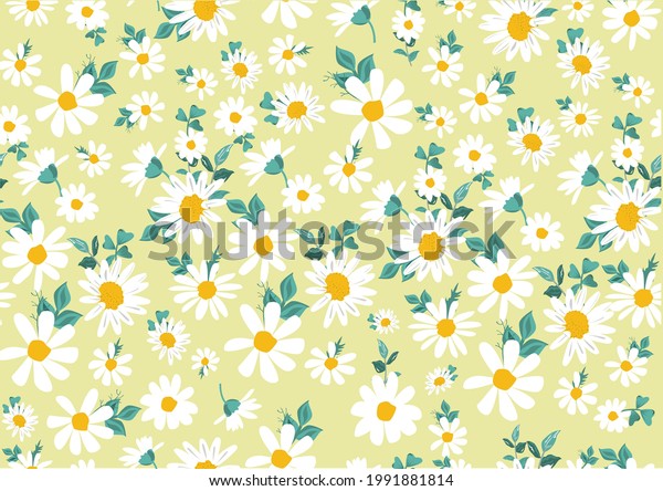 daisy pattern vector\
art design hand drawn