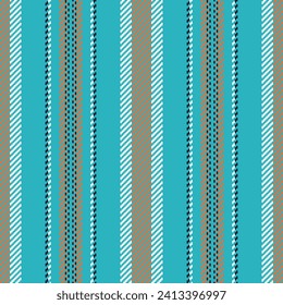 Daisy pattern vertical stripe, layer seamless background lines. Birthday card fabric textile vector texture in cyan and orange colors.