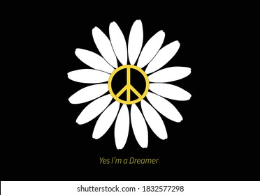 daisy peace icon stay positive. vector illustration design for fashion graphics, t shirt prints, posters etc
stationery,mug,t shirt,phone case  fashion style trend spring summer print pattern positive