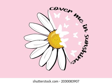 daisy pink vector art design hand drawn 